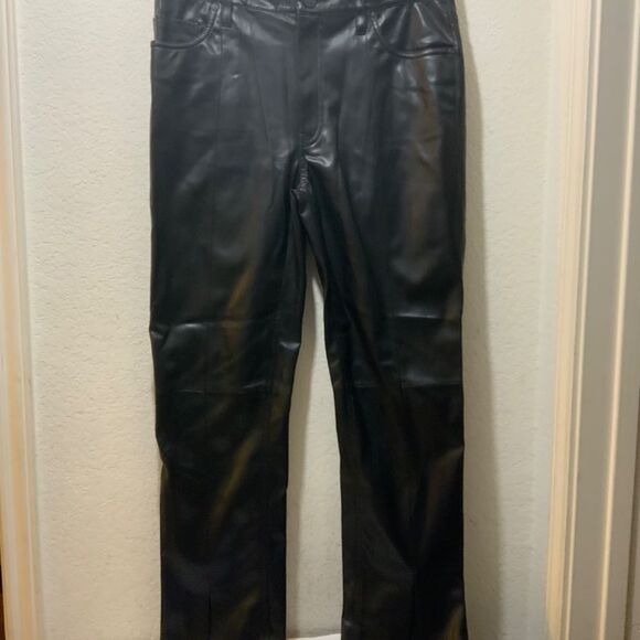HUDSON Barbara Faux Leather High Waist Straight Ankle in Black Beauty size 30 - Picture 4 of 15